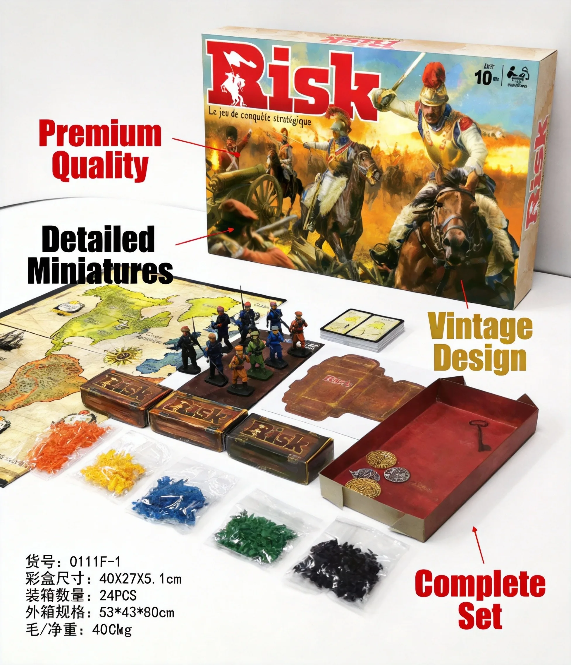 Board Game Risk - Französisches Risiko-Strategie-Brettspiel Klassisches Welt-Eroberungsspiel 2-5 Spieler